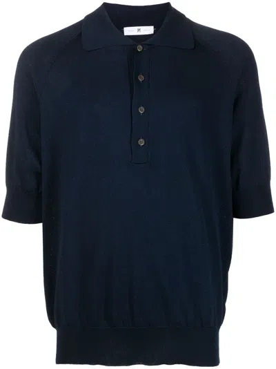 Pt Torino Button-up Polo Shirt In Blue