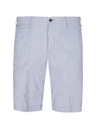 Pt Torino Button-fastening Striped Cotton Shorts In Blue