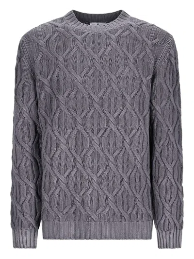 Pt Torino Cable-knit Sweater In Gray
