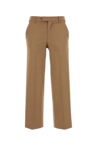 Pt Torino Cappuccino Stretch Cotton Pant In Brown