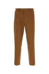 Pt Torino Cotton Trousers With Front Crease And Pockets In Brown