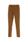 Pt Torino Cotton Trousers With Front Crease And Pockets In Brown