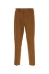 Pt Torino Cotton Trousers With Front Crease And Pockets In Brown