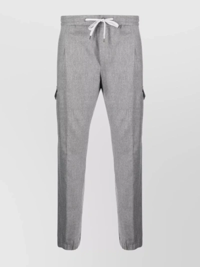 Pt Torino Cargo-pocket Mélange Tapered Trousers In Grey