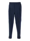 Pt Torino Blue Pants With Pleats And Belt Loops In Cotton Blend Man In Blue