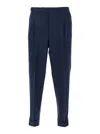 Pt Torino Blue Pants With Pleats And Belt Loops In Cotton Blend Man In Blue