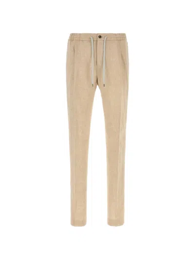 Pt Torino Beige Linen Casual Pants In Neutral