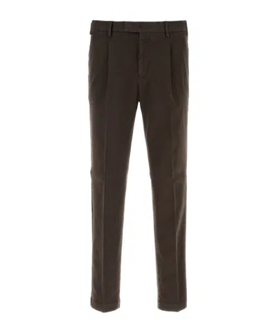 Pt Torino Stretch Cotton Pants Back Pockets Detail In Brown