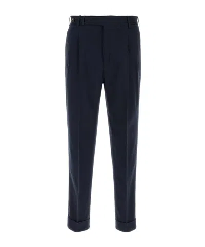 Pt Torino Cotton Blend Tailored Pants Front Pleats In Blue