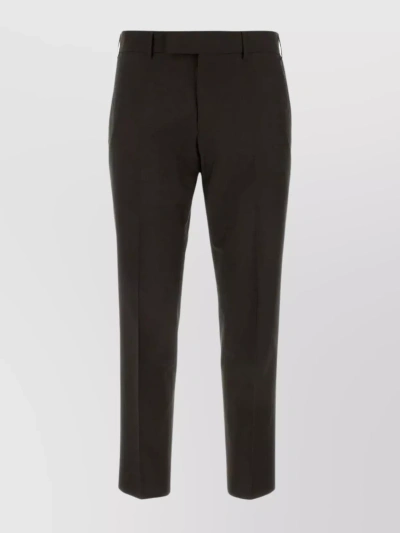 Pt Torino Central Pleated Straight Leg Trousers In Black