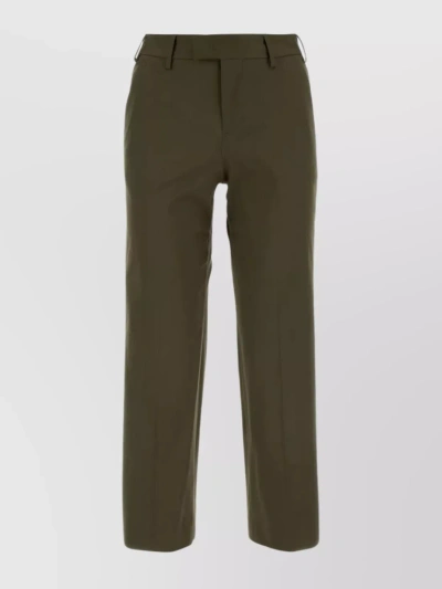 Pt Torino Central Pleated Stretch Cotton Pant In Green
