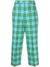 Pt Torino Check-pattern Cropped Trousers In Blue