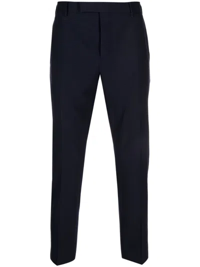 Pt Torino Check-print Tapered Trousers In Blue