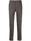 Pt Torino Check Print Wool Trousers In Brown