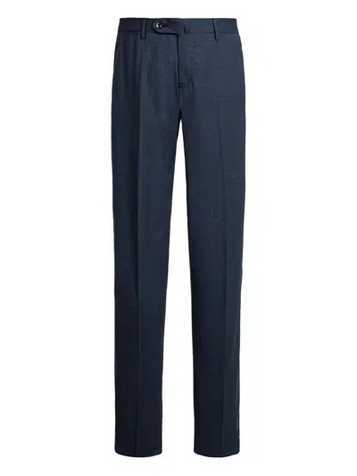 Pt Torino Check Trousers In Blue