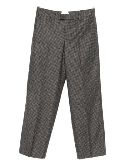 Pt Torino Checked Straight-leg Trousers In Gray