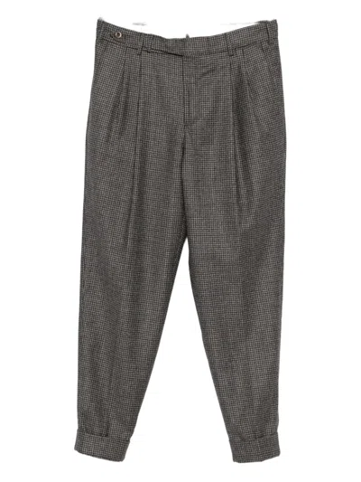 Pt Torino Checked Tailored Trousers In Gray