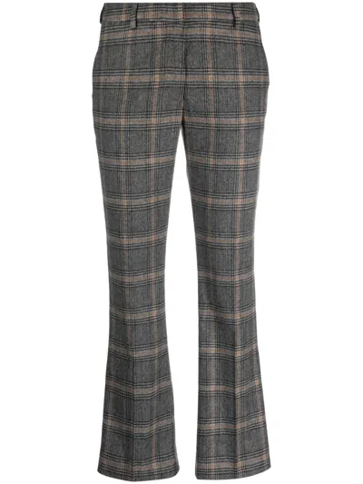 Pt Torino Plaid Flared Pants In Gray
