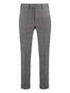 Pt Torino Wool Embroidered Trousers With Pockets And Cuffs In Gray