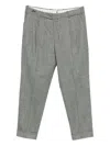 Pt Torino Checked Wool Cuffed Trousers In Gray