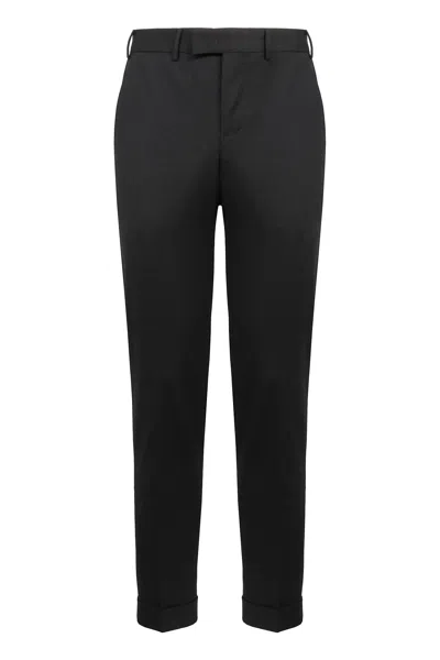 Pt Torino Chino Pants In Wool Blend In Black