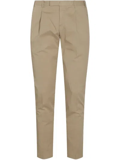Pt Torino Trousers Front Pleats Tapered Leg In Brown
