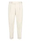 Pt Torino White Patns With Pleats And Belt Loops In Cotton Blend Man In Beige