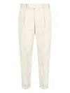 Pt Torino White Patns With Pleats And Belt Loops In Cotton Blend Man In Beige