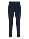 Pt Torino Front Pleated Straight Trousers With Cuffed Hem In Blue