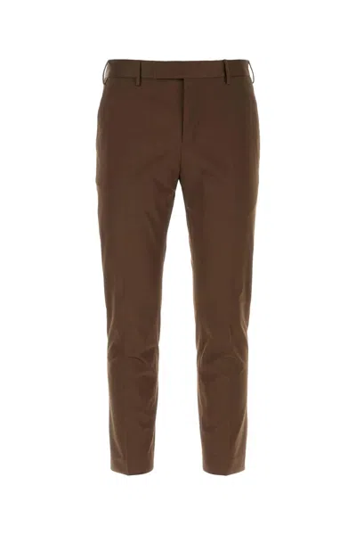 Pt Torino Pant Tapered Fit Stretch Cotton In Brown