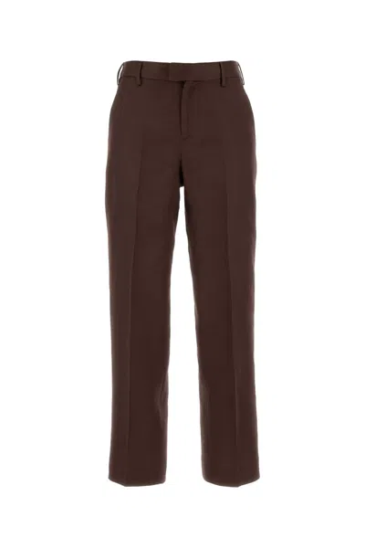 Pt Torino Emma Straight Leg Twill Trousers Belt Loops In Burgundy