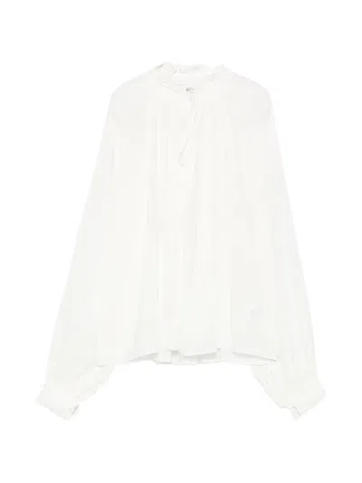 Pt Torino Claudia Ruffled Tie-neck Blouse In White