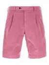 Pt Torino Fuchsia Stretch Corduroy Bermuda Shorts In Rosa