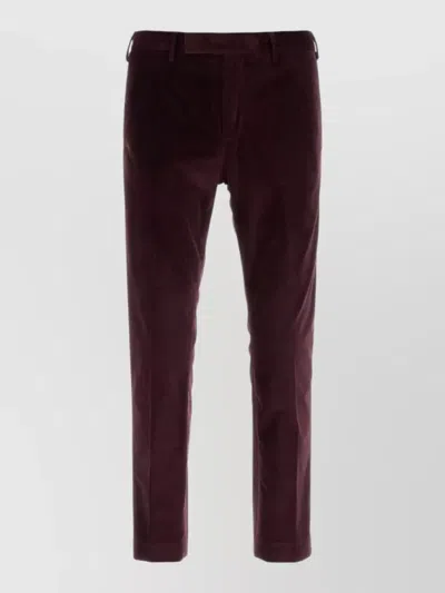 Pt Torino Stretch Corduroy Trousers In Burgundy