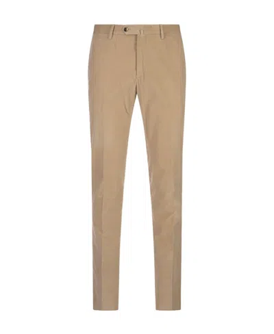 Pt Torino Corduroy Cotton Tapered Trousers In Brown