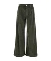 Pt Torino Green Pants With Logo Patch On The Back In Corduroy Woman In Green