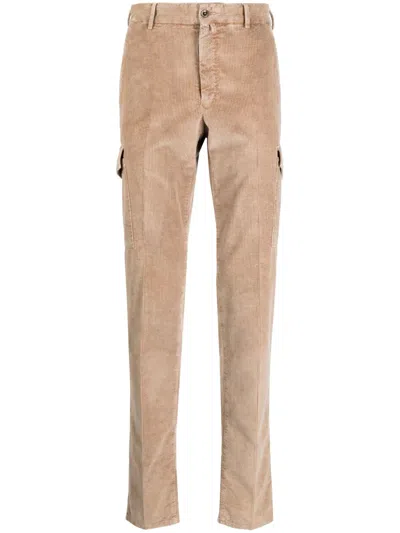 Pt Torino Corduroy Straight-leg Trousers In Brown