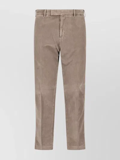 Pt Torino Corduroy Straight Trousers Pockets In Brown