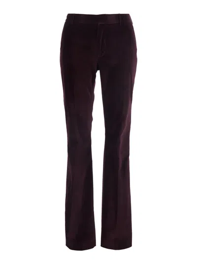 Pt Torino Corduroy Straight-leg Trousers In Burgundy