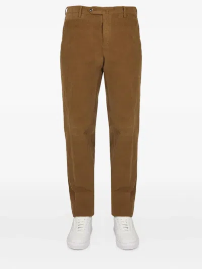 Pt Torino Tailored Trousers With Belt Loops And Pockets In Brown