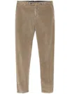Pt Torino Mid-rise Linen Blend Chinos In Brown