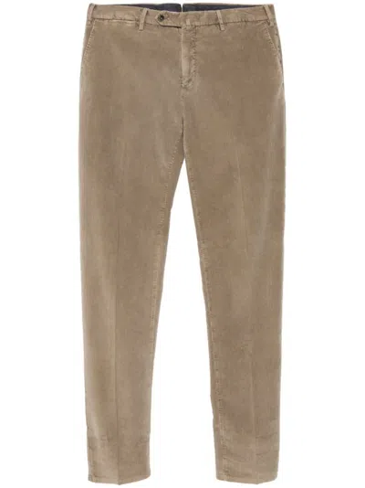 Pt Torino Mid-rise Linen Blend Chinos In Nude