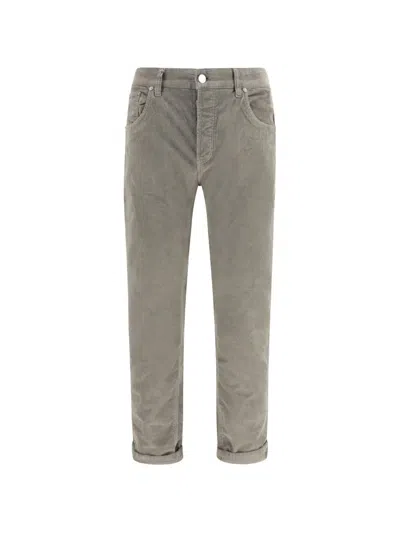 Pt Torino Corduroy-effect Trousers In Gray