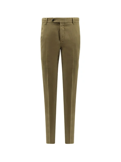 Pt Torino Cotton And Linen Trouser In Green