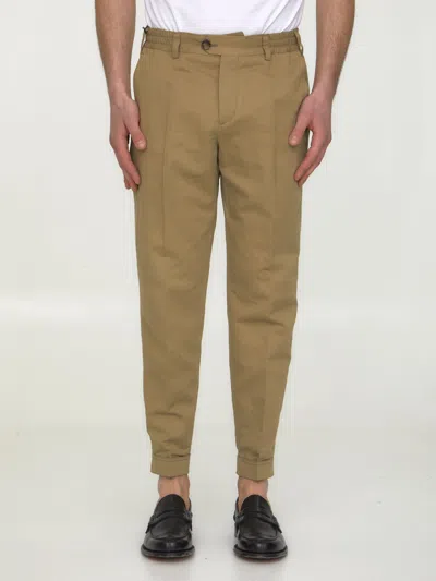 Pt Torino Cotton And Linen Trousers In Neutral