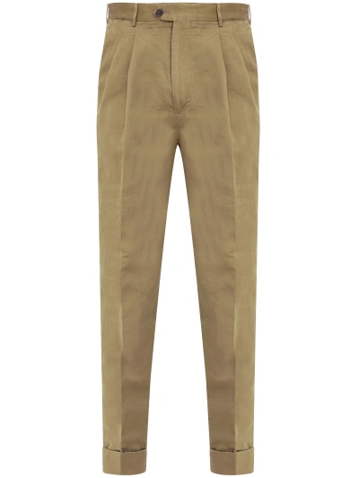 Pt Torino Cotton And Linen Trousers In Beige