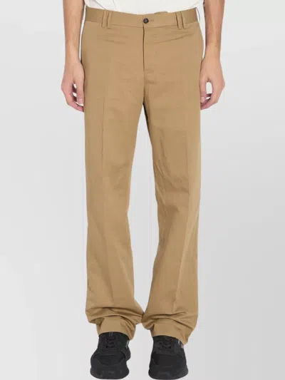 Pt Torino Straight Leg Trousers In Cotton And Linen In Brown
