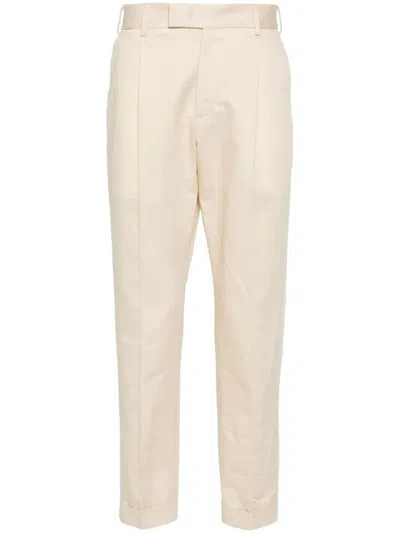 Pt Torino Cotton And Linen Trousers In Cream