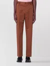 Pt Torino Cotton And Linen Trousers With Straight Leg In Red