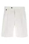 Pt Torino White Bermuda With Pence And Side Pocket With Flap In Linen And Cotton Blend Man In White